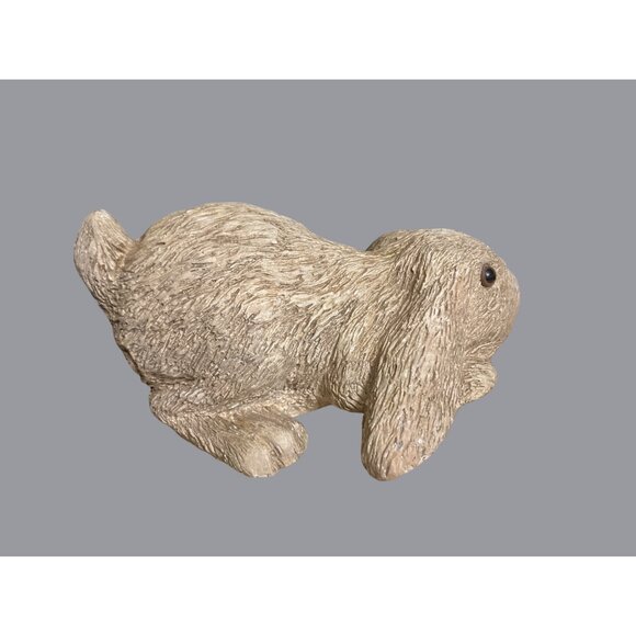Vintage Bunny Rabbit Figurine 7" With Shaggy Texture & Brown Eyes - Picture 8 of 11